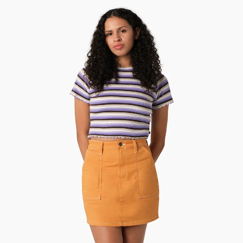 DICKIES - WOMEN'S FITTED STRIPE BABY TEE PURPLE ROSE STRIPE